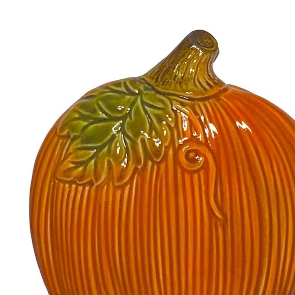 Pumpkin Napkin Holder Hand Painted Glazed Ceramic Seasonal Functional Art - Picture 4 of 12